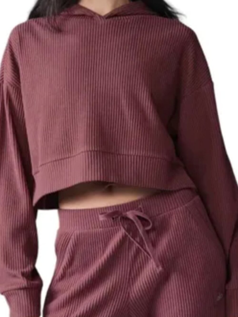 ALO Yoga Burgundy Truffle Muse Cropped Hoodie